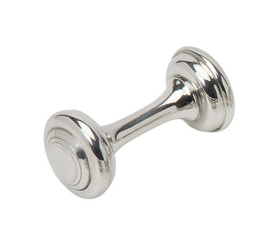 English Pewter Dumbell Baby Rattle